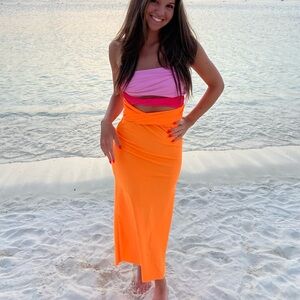Pink and orange summer body on dress
